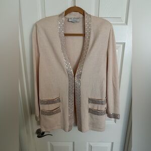 St. John Collection Beige 3pcs Suit with Silver Sequin Trim